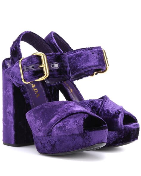 prada purple velvet sandals|Prada platform sandals outlet.